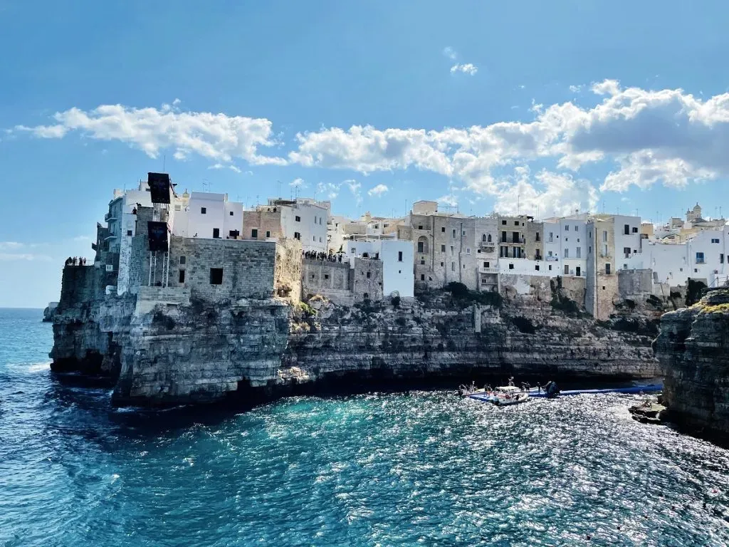 A view of Polignano a Mare by the sea